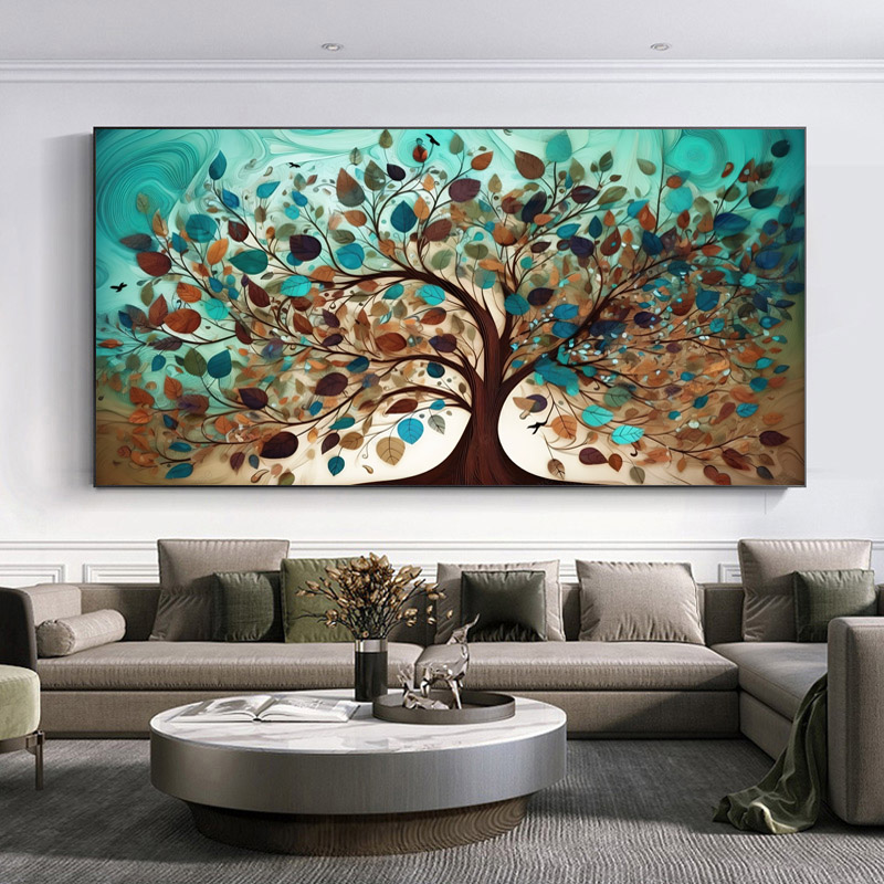 Peinture sur toile murale avec paysage de fleurs, arbre de vie GustAbility Klimt, affiche scandinave, image imprimée pour salon, décoration d'intérieur n° 2