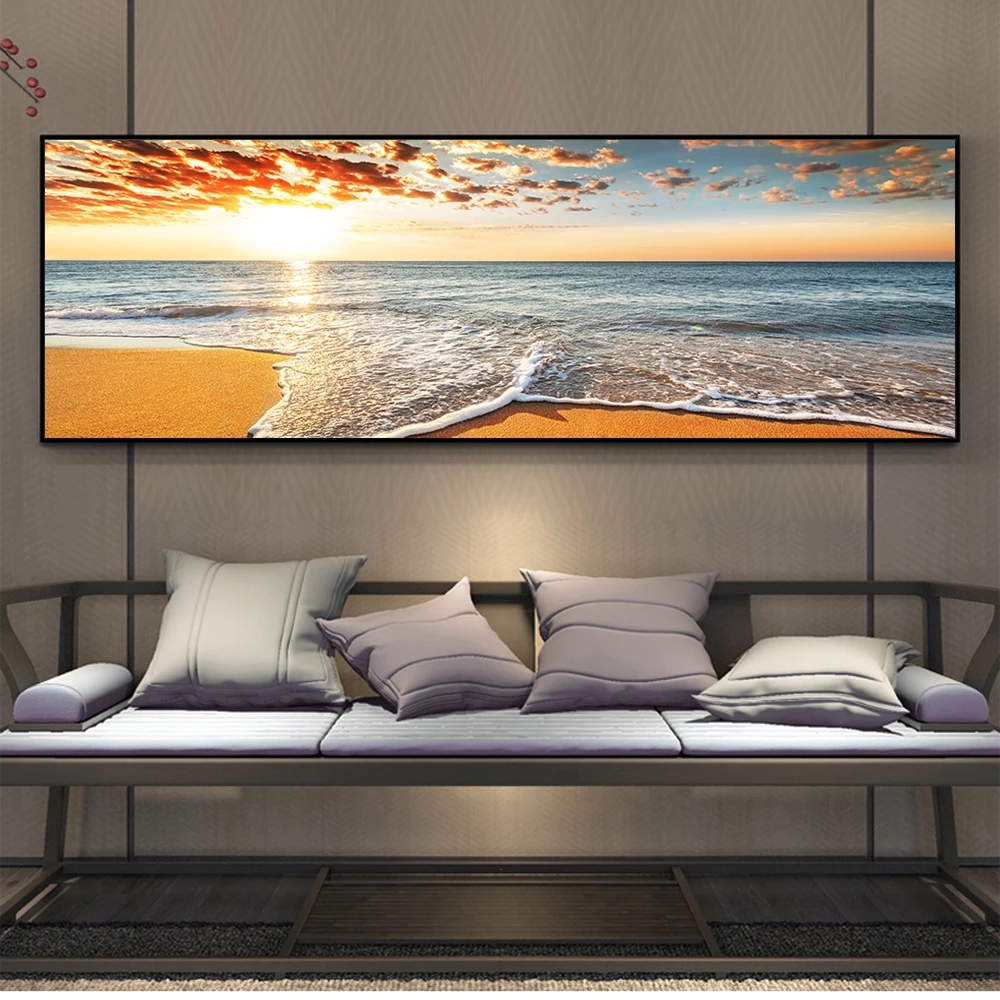 Toile de paysage de plage naturelle, impressions de bord de mer, affiches personnalisées sans cadre, image d'art mural pour salon, décoration d'intérieur n° 2