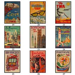 Affiche murale vintage de SancWorld Airlines, autocollant de voyage en papier kraft, illustration rétro, paupières, café et bar, 32 modèles small picture n° 4