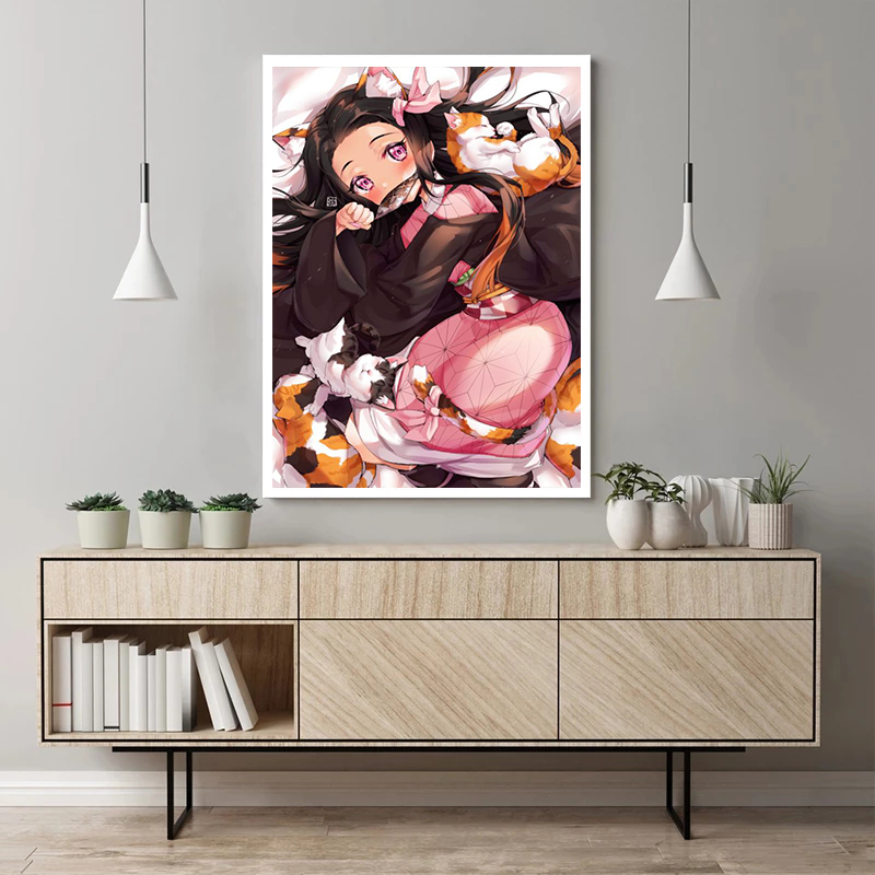 Peinture sur toile japonaise Anime Manga Demon Slayer, Kamado Nezuko, affiches Rick, décoration artistique murale, impressions vivantes, gérer la maison n° 5