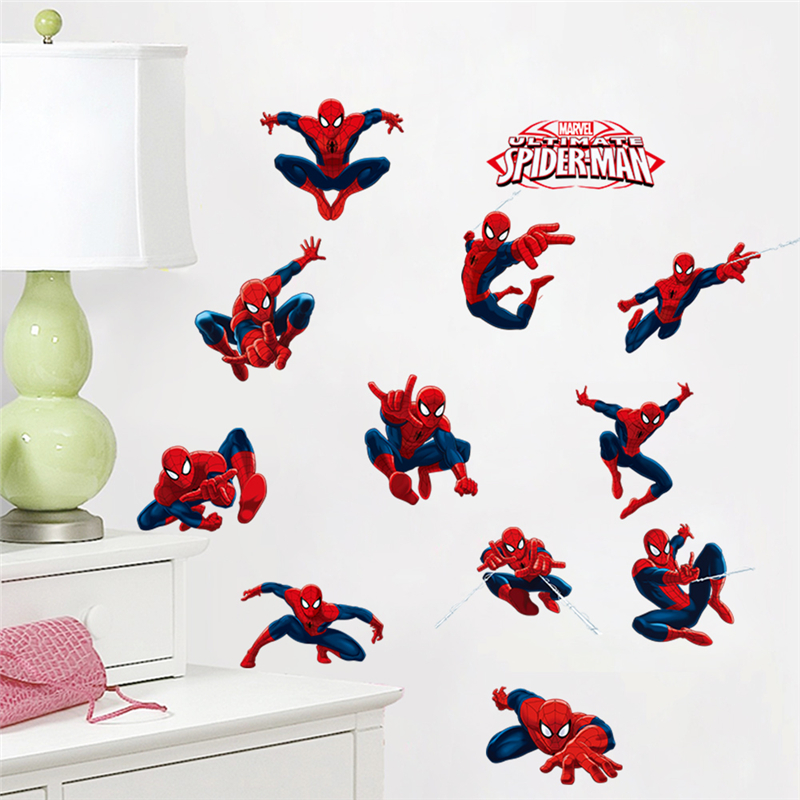 Autocollants Muraux Disney Spiderolk pour Chambre d'Enfant, Décoration de Maison, Marvel Hero, Dessin Animé, Affiches de Lancer, Art Mural, DIY n° 2