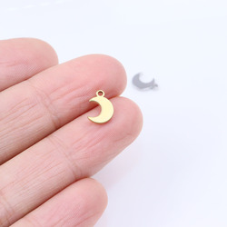 Mini breloques lune en acier inoxydable pour filles, collier à faire soi-même, boucles d'oreilles, bracelets inaltérables, sans tour, 2 couleurs, 8mm, vente en gros, 10 pièces small picture n° 6