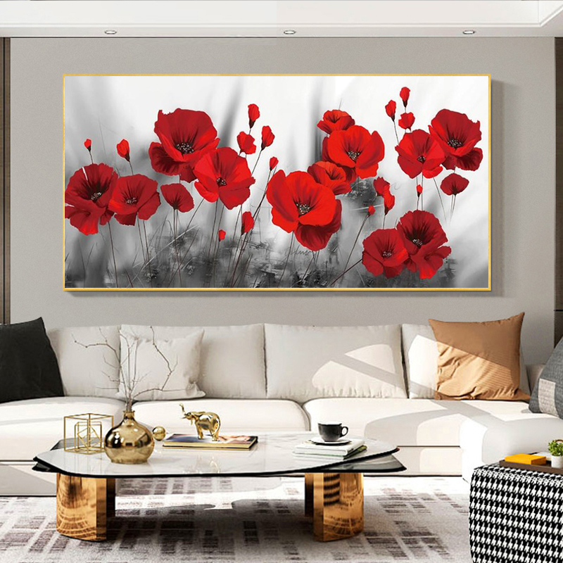 PopMED-Affiches et Imprimés d'Art en Toile de Fleurs Rouges, Customisation sur le Mur, pour la Chambre à Coucher n° 4