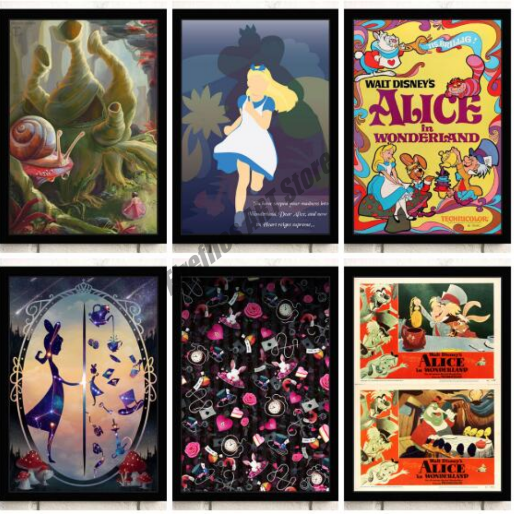 Peinture sur toile Disney Alice au pays des merveilles, art mural, affiches et impressions nordiques, décoration de la maison, décoration de salon n° 1