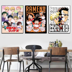 Affiche murale de dessin animé japonais, personnage de Ramen, peinture d'aliments mignons, rétro, décor de maison, salon, cuisine small picture n° 4