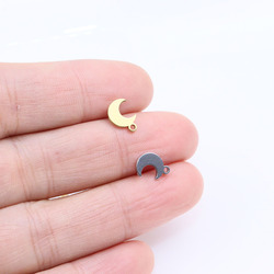 Mini breloques lune en acier inoxydable pour filles, collier à faire soi-même, boucles d'oreilles, bracelets inaltérables, sans tour, 2 couleurs, 8mm, vente en gros, 10 pièces small picture n° 4