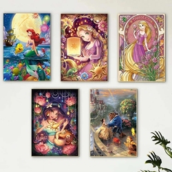 Peinture sur toile Disney pour enfants, dessin animé, princesse, gérer pour la décoration murale, LED plus riche, Raiponce, la petite sirène, affiches et impressions small picture n° 2