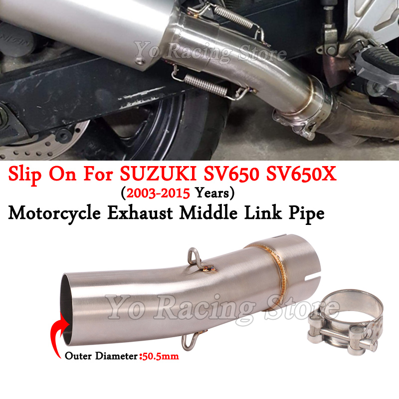 Silencieux de moto à enfiler pour Suzuki SV650, SV 650, SV650X, 2003-2015, connexion modifiée du tuyau de liaison intermédiaire, échappement d'accès moto, 51mm n° 1