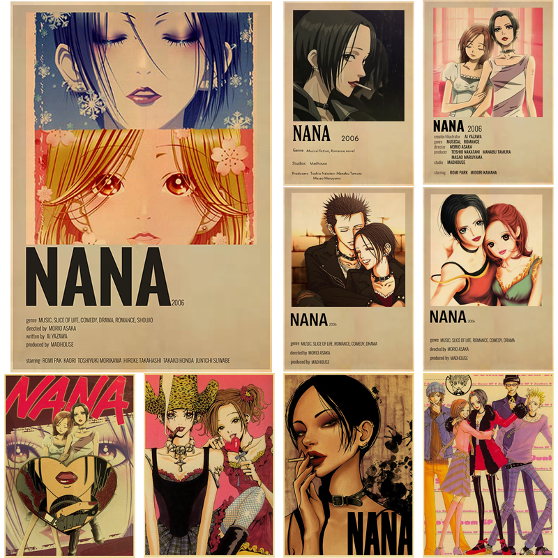 Affiches d'anime NANA rétro, papier kraft, autocollant, bricolage, vintage, chambre, bar, cadeau esthétique, impressions drôles, art, mur, coutumes, chaud, 73 n° 1