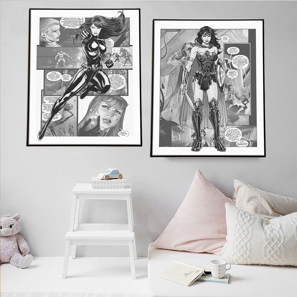 Affiche de Comics Avengers en Noir et Blanc, Toile Imprimée de Smile Hero, Peinture, Anime, Art Mural, Décor de Chambre de Garçon n° 5