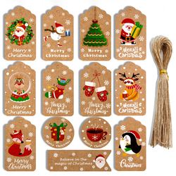 Étiquettes de Remerciement en Papier Kraft, Étiquette d'Arbre de Noël, Carte-Cadeau de ixdu Nouvel An, Décorations pour la Maison, 50 Pièces small picture n° 1