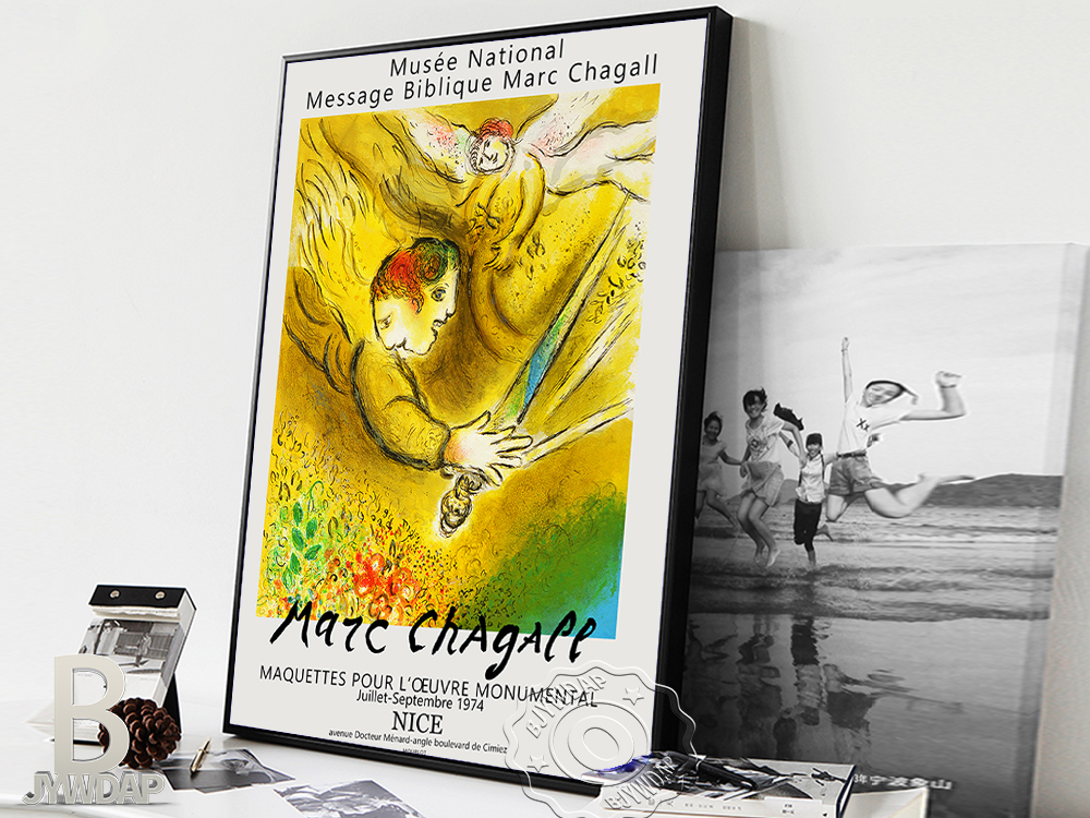 Affiche du musée de l'exposition Marc Chagall, peinture sur toile du cubisme de Paris à travers la fenêtre, décor d'art mural de la ville de Nice, surréalisme n° 3