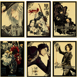 Black Butler Anime Retro Poster, autocollant, décoration murale, décoration d'intérieur small picture n° 1