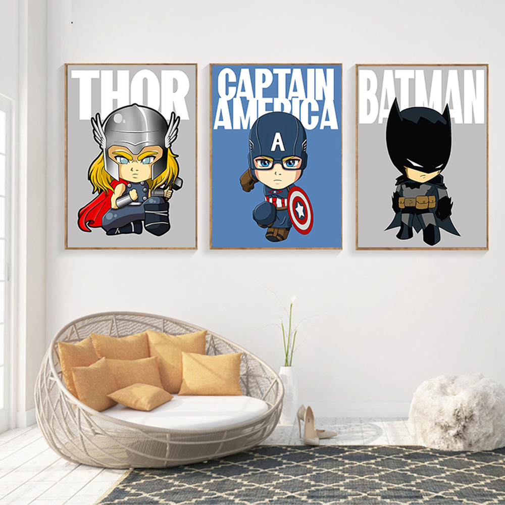 Marvel Super ForeOne Piece Decor Wall Canvas, Batman Cartoon Poster, Picture Prhonneur, Kidroom, Home Decoration, Gift n° 4