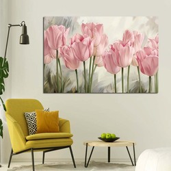 Peinture sur toile de fleurs roses de plantes tulipes, affiches de paysage et impressions, photo murale pour salon, décoration de la maison, sans cadre small picture n° 2