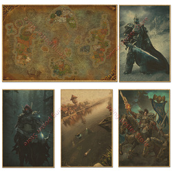 Affiche de jeu de carte du monde World of Warcraft, papier kraft, peinture, art mural, décor à la maison, affiches WOW, papier peint de carte du monde, décor de salon small picture n° 1