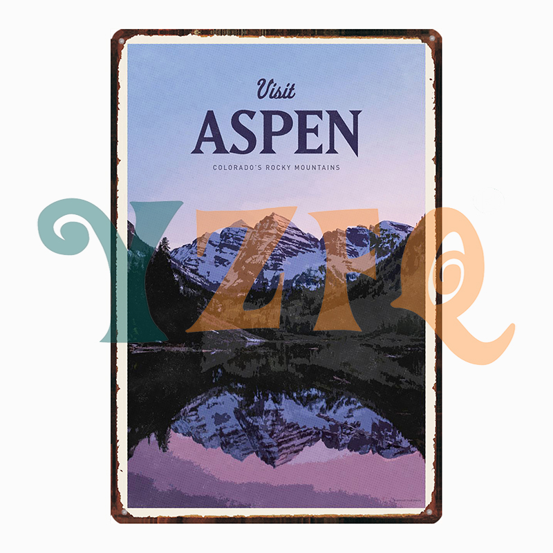 Vintage City Travel Posters ASpen London Retro 18/Metal Plate Bar 73Living Room Ggarage Décoration Gft DU-12560A en gros n° 3