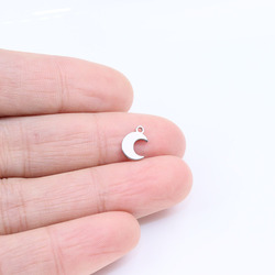 Mini breloques lune en acier inoxydable pour filles, collier à faire soi-même, boucles d'oreilles, bracelets inaltérables, sans tour, 2 couleurs, 8mm, vente en gros, 10 pièces small picture n° 5