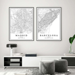 Carte de la ville d'Espagne, Barcelone, Madrid, Malaga, Séville, Valence, Saragosse, Affiches sur toile, Customs Wall Art Prhonneur, Home Interior Decor small picture n° 3