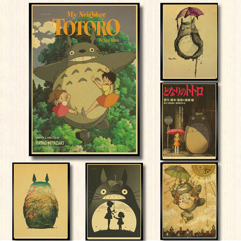 Mon voisin Totoro Anime Movie Wall Poster, Retro Kraft Paper Poster, Ata Yazaki Hayao, Nostdéchirn ic, Classic n° 1