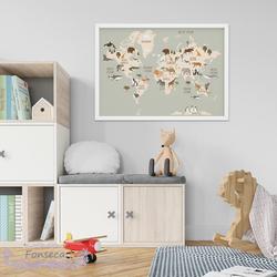 Mignon Animal éducatif carte du monde photos enfants pépinière affiche Art mural toile peinture bébé enfant chambre à coucher salle de jeux décoration de la maison small picture n° 4