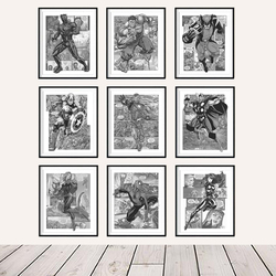 Affiche de Comics Avengers en Noir et Blanc, Toile Imprimée de Smile Hero, Peinture, Anime, Art Mural, Décor de Chambre de Garçon small picture n° 2