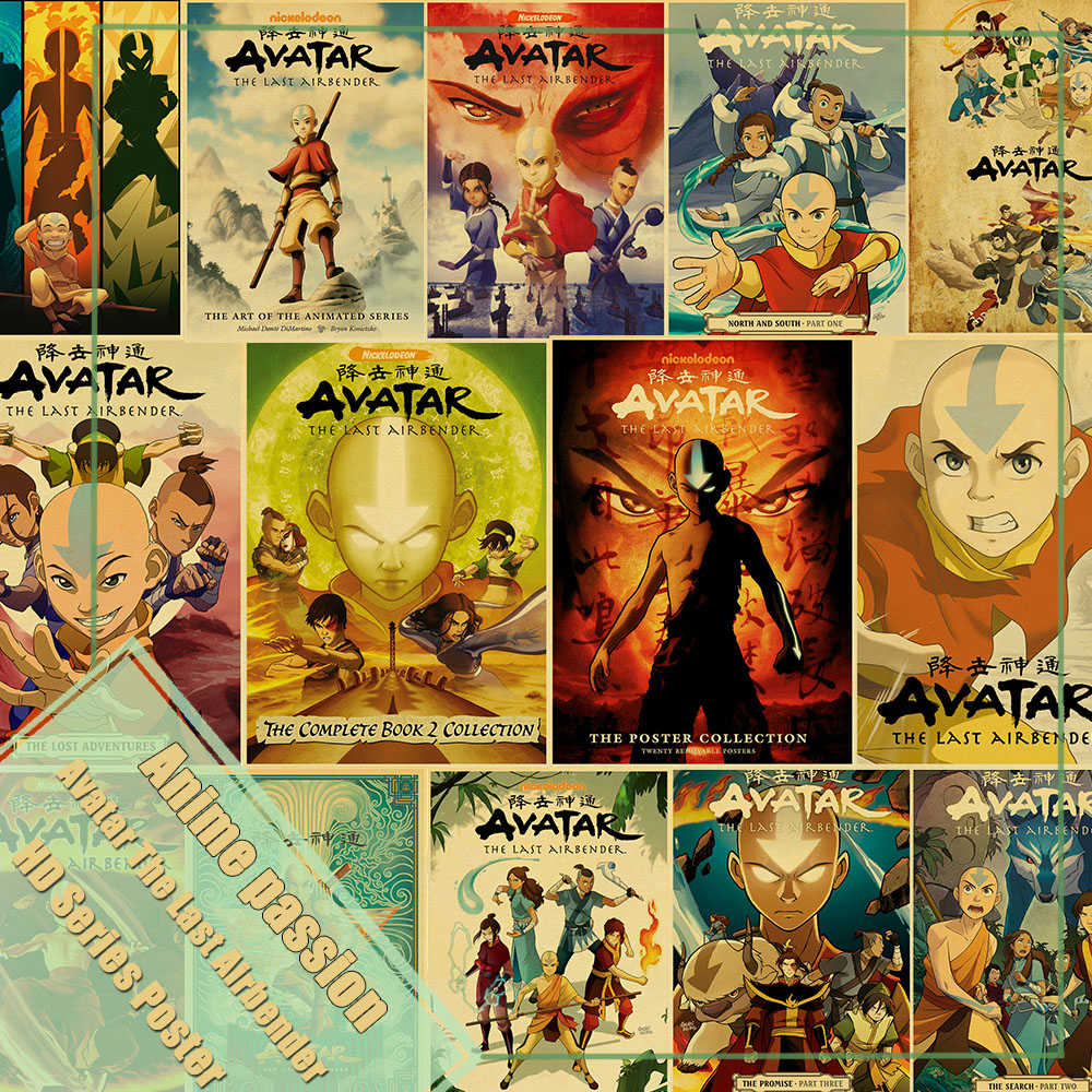 Affiche murale vintage en papier kraft avec Avatar, le dernier maître de l'air, Aang NingAnime, image d'art, impressions pour la maison, la chambre, le décor de bar n° 1