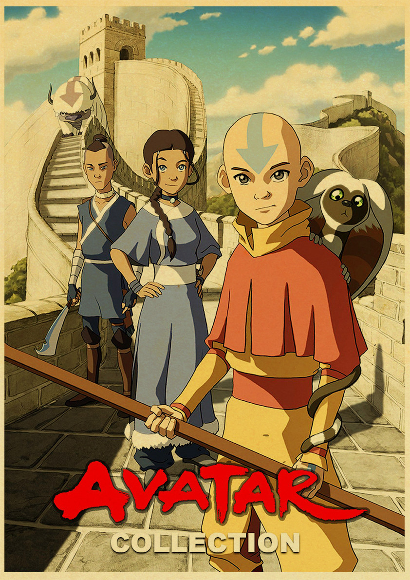 Affiche murale vintage en papier kraft avec Avatar, le dernier maître de l'air, Aang NingAnime, image d'art, impressions pour la maison, la chambre, le décor de bar n° 5