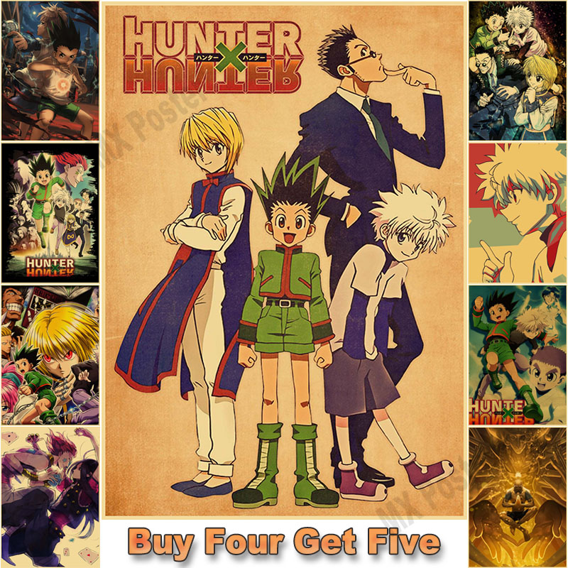 Affiche Vintage de Hunter X Hunter, en papier Kraft, décoration murale pour la maison, salon, Bar, café n° 1