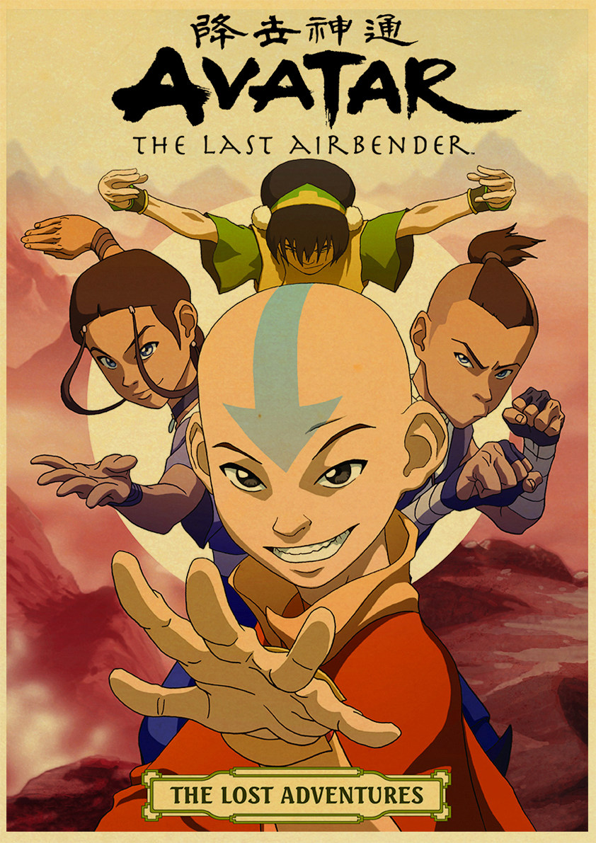 Affiche murale vintage en papier kraft avec Avatar, le dernier maître de l'air, Aang NingAnime, image d'art, impressions pour la maison, la chambre, le décor de bar n° 3