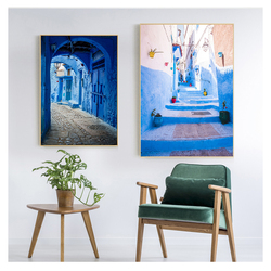 Affiches et impressions de la vieille ville, Architecture bleue, Fine Art, Impression sur toile, Peinture, Décoration d'intérieur, Décoration marocaine, Photographie de voyage small picture n° 3