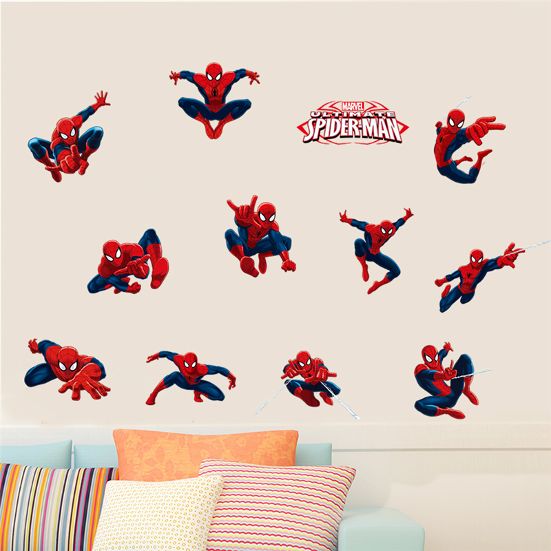 Autocollants Muraux Disney Spiderolk pour Chambre d'Enfant, Décoration de Maison, Marvel Hero, Dessin Animé, Affiches de Lancer, Art Mural, DIY n° 4