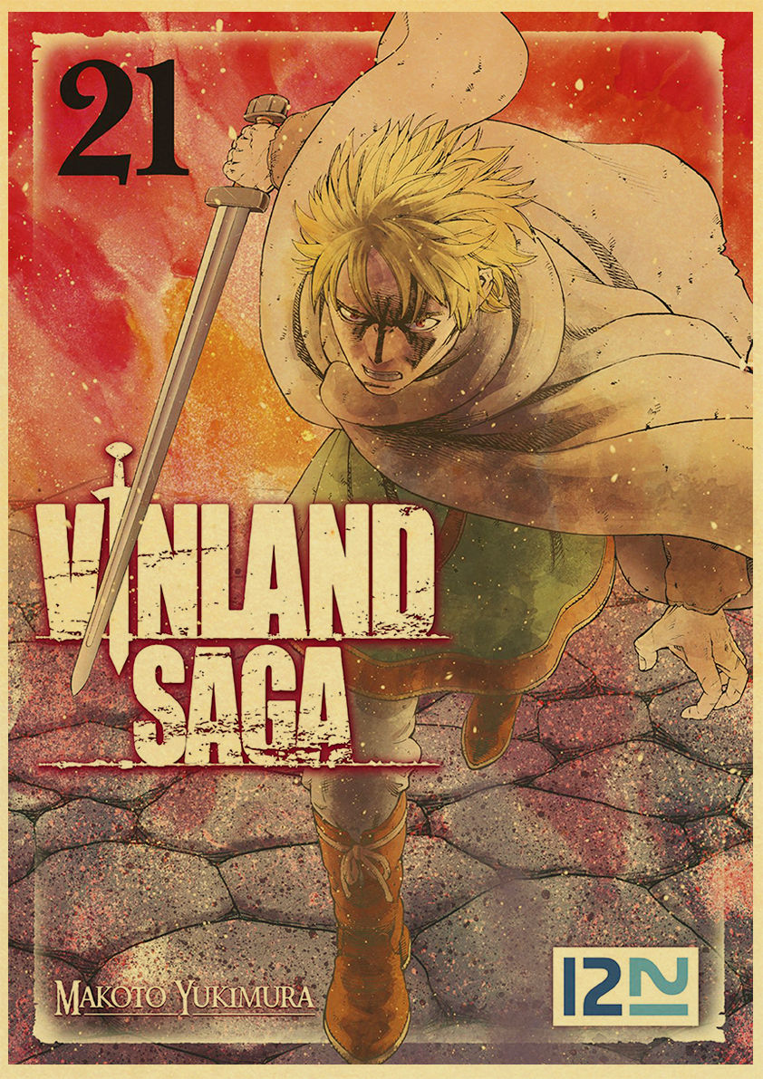 Poster Mural de Dessin Animé Japonais, Peinture Rétro, Vinland Saga, Papier Krafe Imprimé, pour la Maison, Chambre, Bar, Collection GérCollection n° 3