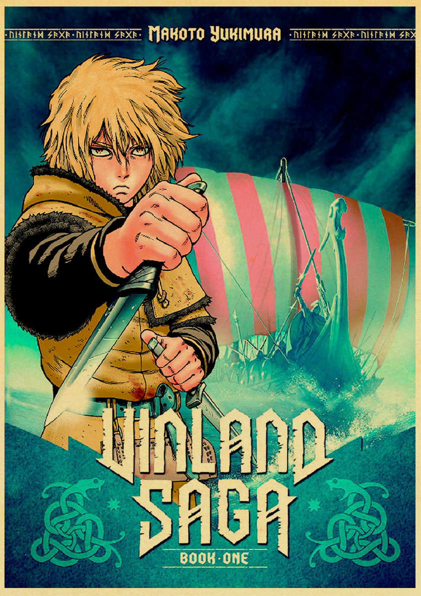 Poster Mural de Dessin Animé Japonais, Peinture Rétro, Vinland Saga, Papier Krafe Imprimé, pour la Maison, Chambre, Bar, Collection GérCollection n° 4