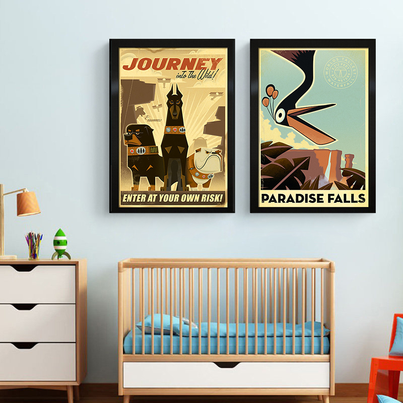 Affiches et imprimés de dessins animés Pixar UP de Disney, pour chambre d'enfant, maison volante, peinture sur toile, décor mural pour la maison n° 4