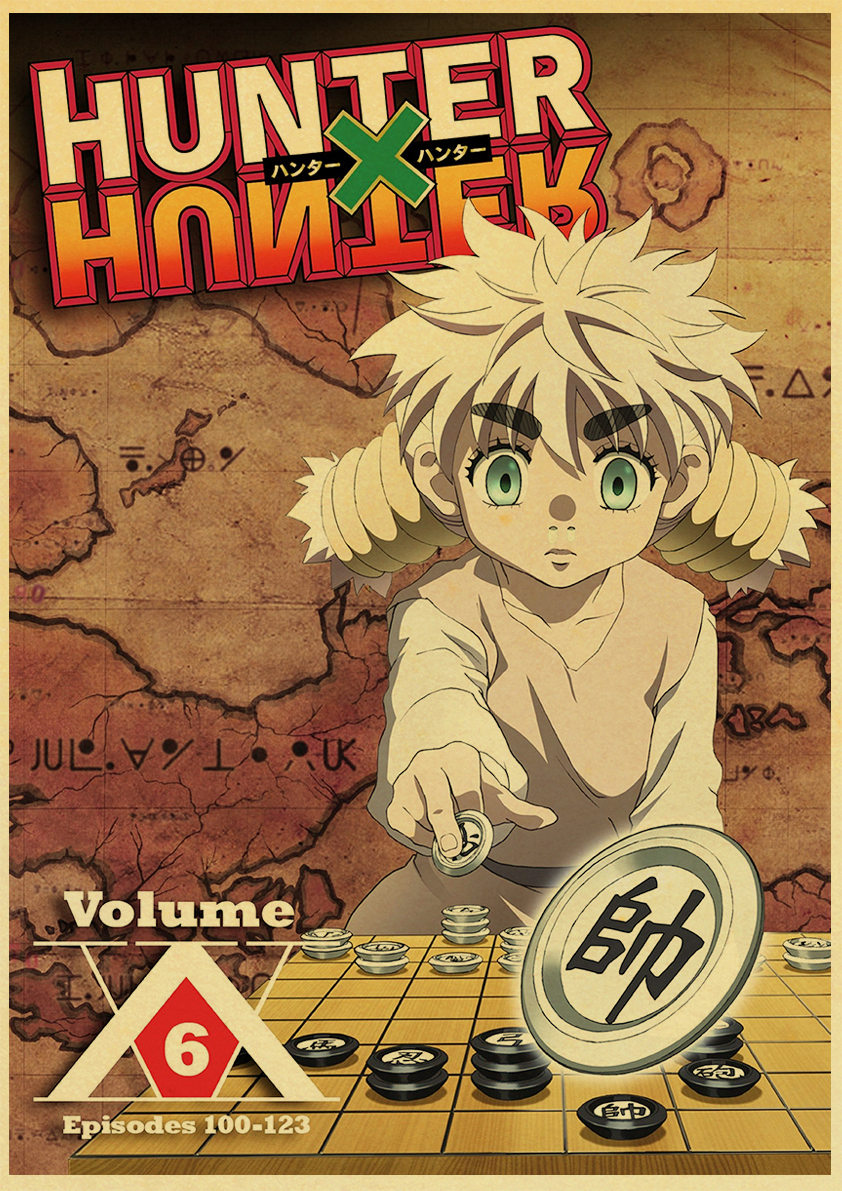 Affiche de Hunter x Hunter en papier kraft pour la décoration de la maison, art mural rétro, populaire et classique, anime japonais n° 4