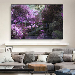 Affiches et impressions de paysage moderne, peinture sur toile de fleurs violettes pour salon, décoration d'intérieur, art mural small picture n° 4