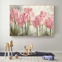 Peinture sur toile de fleurs roses de plantes tulipes, affiches de paysage et impressions, photo murale pour salon, décoration de la maison, sans cadre small picture n° 3