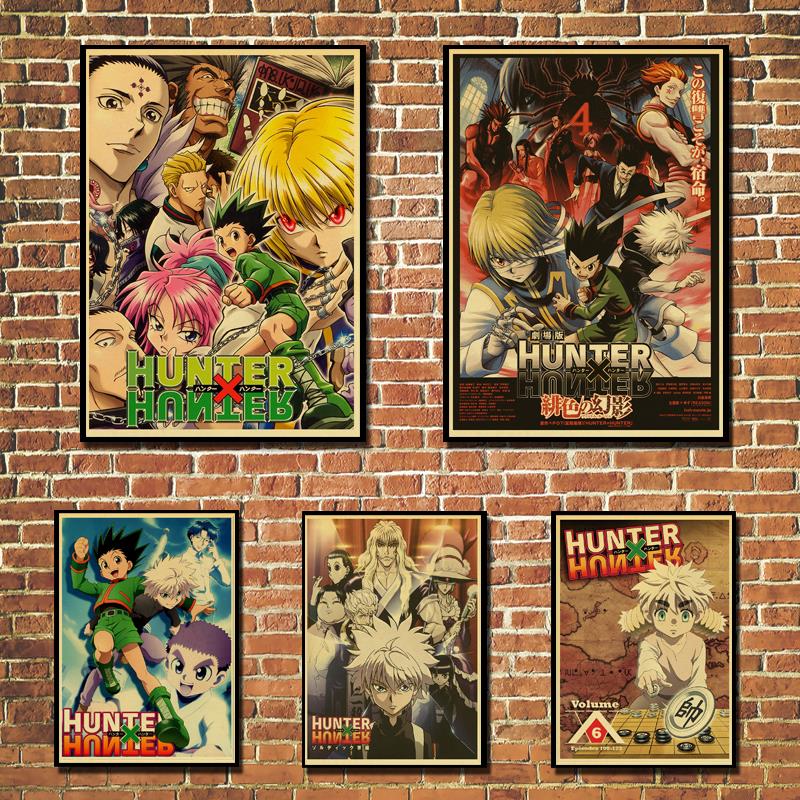 Affiche de Hunter x Hunter en papier kraft pour la décoration de la maison, art mural rétro, populaire et classique, anime japonais n° 1