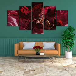 Peinture sur toile d'art mural avec cadre de salon modulaire, Everver noir, affiche Anime Rick, décoration de la maison moderne, 5 pièces small picture n° 2