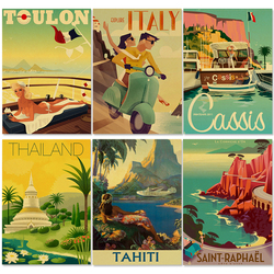 Plaque de villes de voyage en métal, affiche vintage, Italie Japon Thaïlande TAHITI Paysage Plaque rétro Art Peinture Home Bar Pub Club small picture n° 1