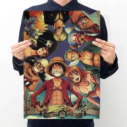 Affiche de figurine d'action One Piece pour enfants, impression artisanale, autocollant mural, papier vintage, affiches Anime One Piece, Luffy Wanted, cadeaux pour garçons, chaud small picture n° 1