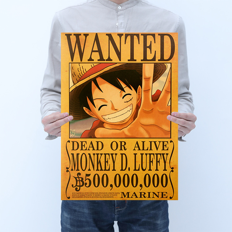 Affiche de figurine d'action One Piece pour enfants, impression artisanale, autocollant mural, papier vintage, affiches Anime One Piece, Luffy Wanted, cadeaux pour garçons, chaud n° 6