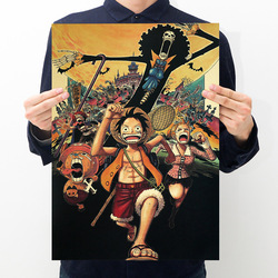 Affiche de figurine d'action One Piece pour enfants, impression artisanale, autocollant mural, papier vintage, affiches Anime One Piece, Luffy Wanted, cadeaux pour garçons, chaud small picture n° 3