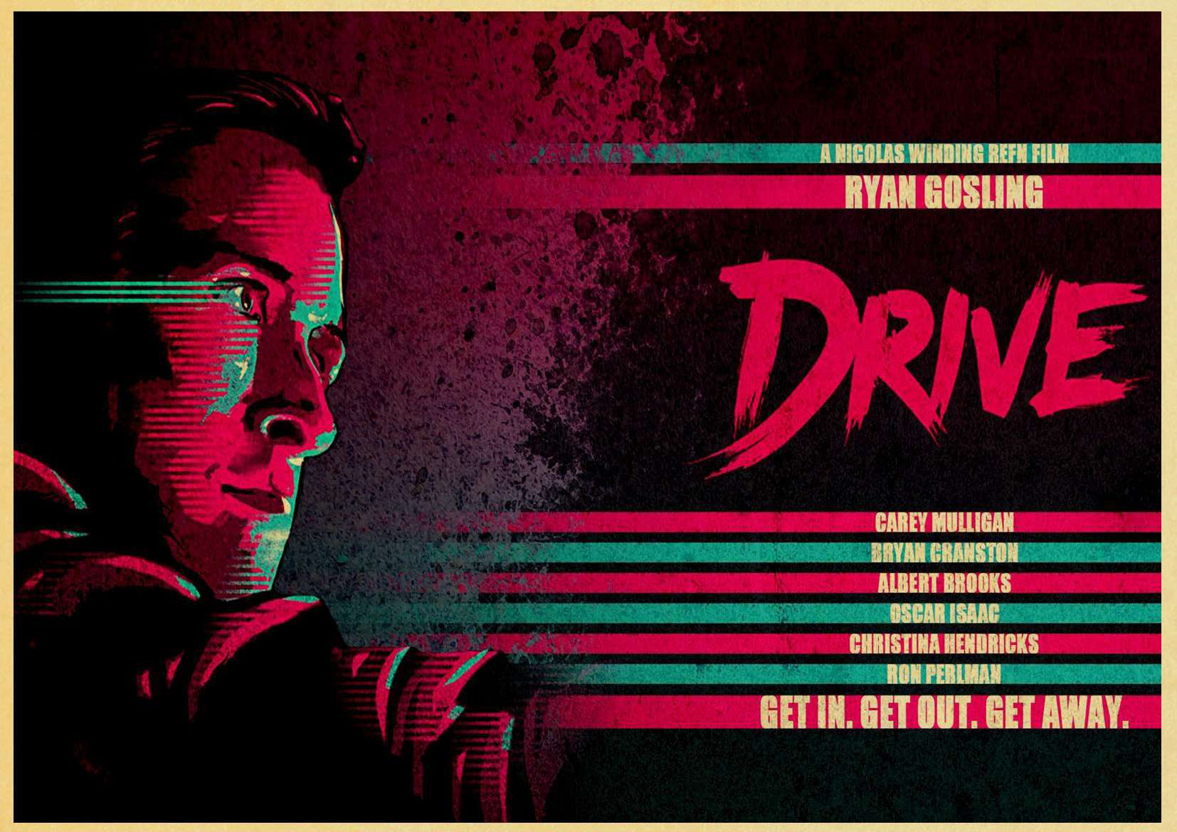 Ryan Gosling-Affiche de conduite de film classique, affiche murale vintage, décor mural d'étude de chambre à la maison, papier kraft, photo murale, peinture n° 2