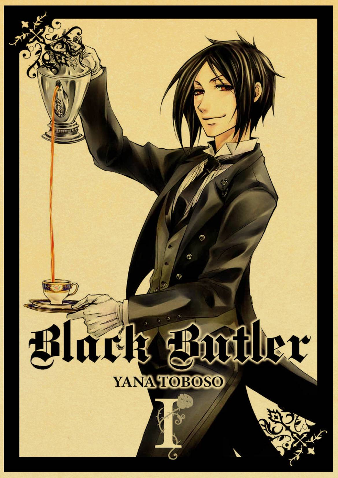 Black Butler Anime Retro Poster, autocollant, décoration murale, décoration d'intérieur n° 5