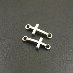 Breloques en forme de croix en argent, 50 pièces, 8x20mm, pour document latéral, mini breloque/pendentif, bracelet à faire soi-même, A1165 small picture n° 1