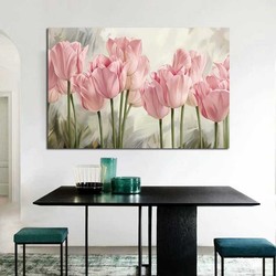 Peinture sur toile de fleurs roses de plantes tulipes, affiches de paysage et impressions, photo murale pour salon, décoration de la maison, sans cadre small picture n° 4