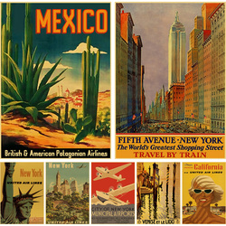 Affiches et imprimés rétro en papier Kraft, ville de New York, mexique, décoration de maison, Bar d'étude, peinture artistique, autocollants small picture n° 1