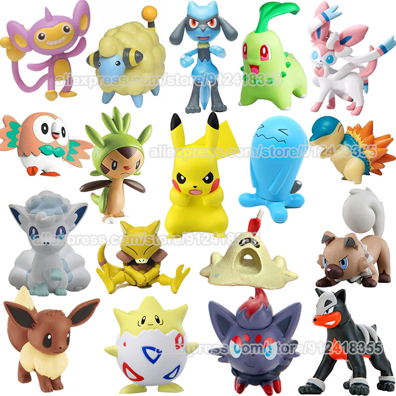 Figurines de Dessin Animé Pokemon Rockruff SLaura tle Charizard Eevee Machop Sobble fellow pix Sicilax Charmander Pikachu, Jouet n° 1